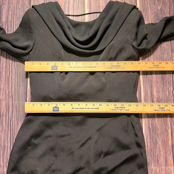 Women’s Vintage 80s Black Knee Length Backless Little Black Cocktail Dress - Picture 9 of 13